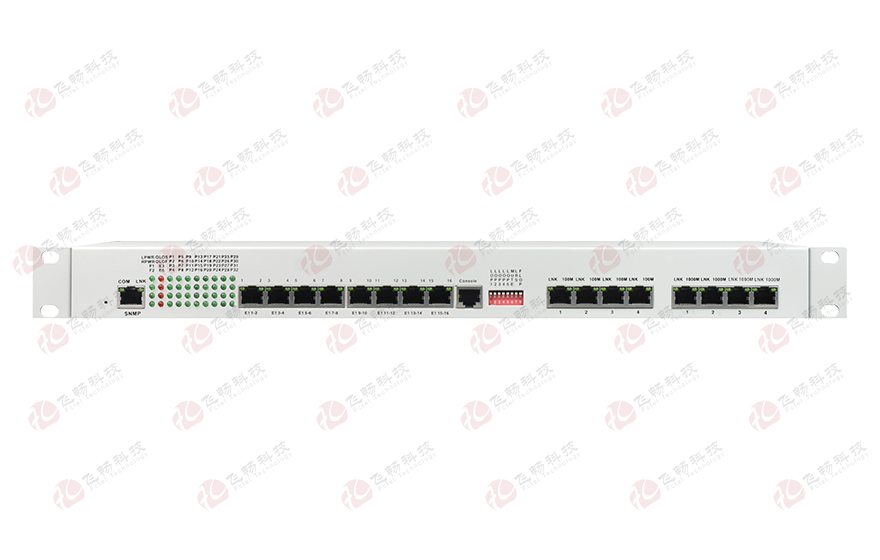 飛暢科技-32路電話+16E1+4FE+4GE+2路數(shù)據(jù)+SNMP+console（19英寸，物理隔離）電話光端機(jī)