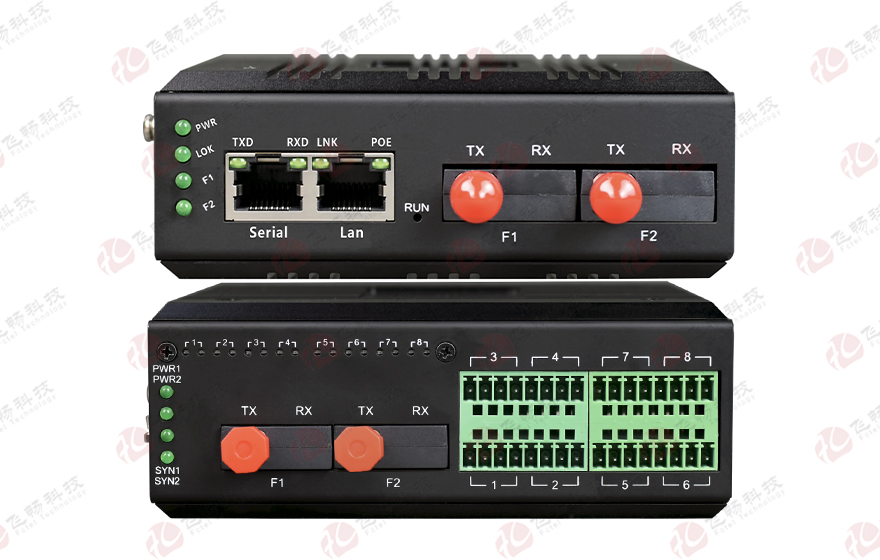 飛暢科技-<b>工業(yè)軌式 16路DIDO AIAO 光纖自愈環(huán)網(wǎng)  ModBus RTU&TCP 采集器</b>